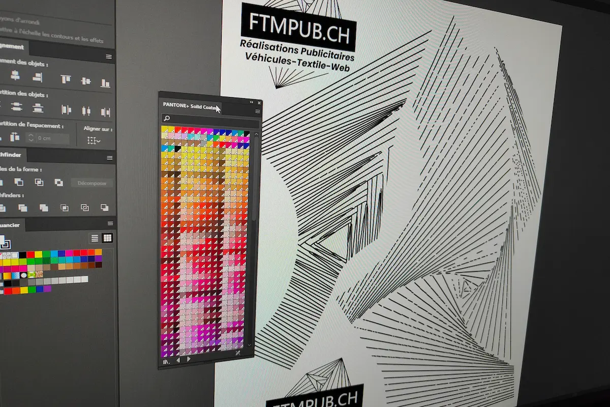 Palette Pantone dans Illustrator pour impression fidèle logos et supports pub en Valais et Vaud